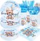 350 Bear Baby Shower Decorations for 50 Guests Include Paper Plate, Napkin, Cup and Disposable Plastic Tableware(Blue)